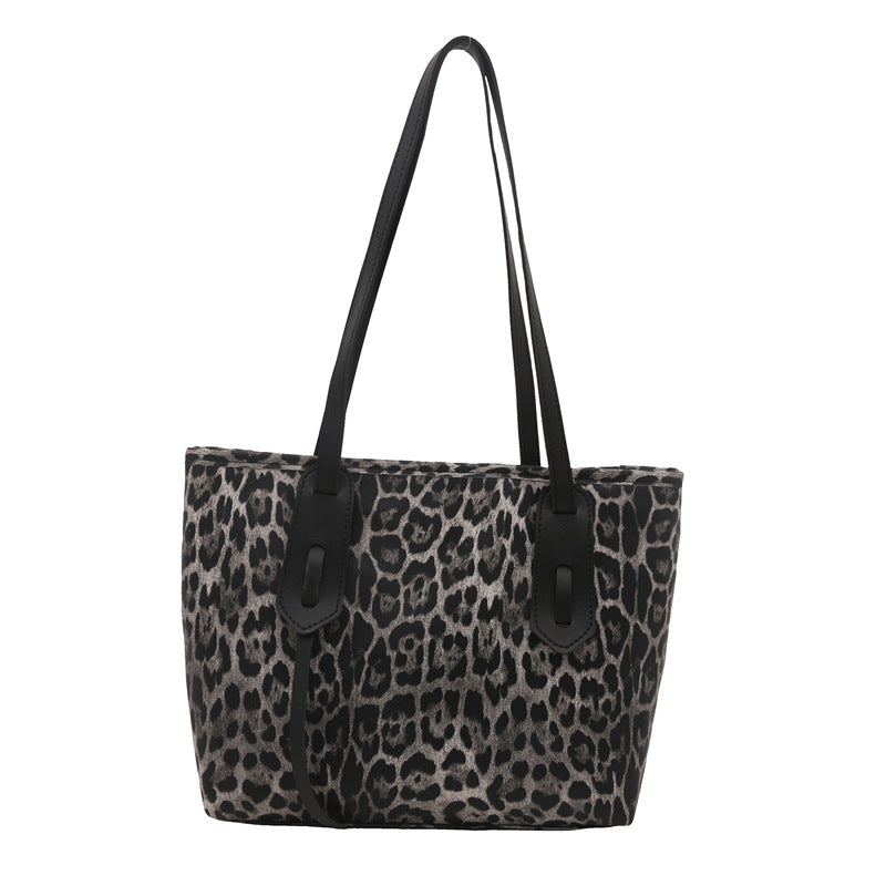 Women's Large Capacity Simple Leopard Print Winter Tote Bags