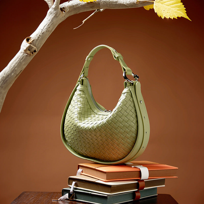 Women's Early Spring Niche Cowhide Woven Fashion Crossbody Bags