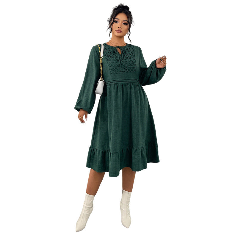 Design Dress Loose Puff Sleeves Hollow Dresses
