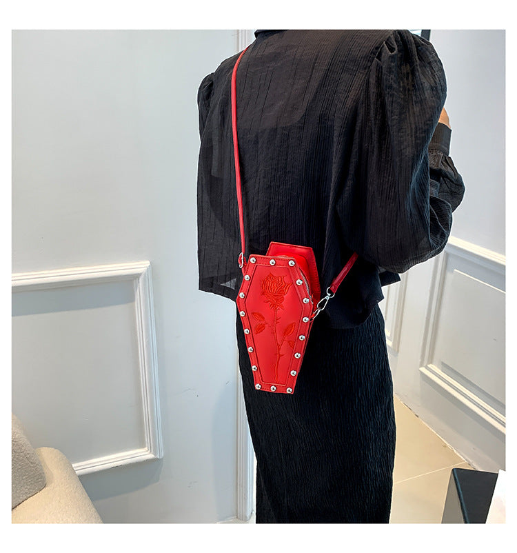 Retro Goth Personality Trend Coffin Female Crossbody Bags