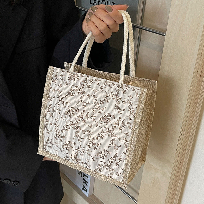 Summer French Floral Hand Lunch Box Shoulder Bags