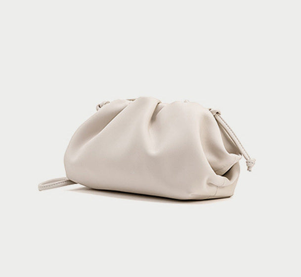 Women's Color Soft Cowhide Pleated Dumpling Fashion Trendy Crossbody Bags