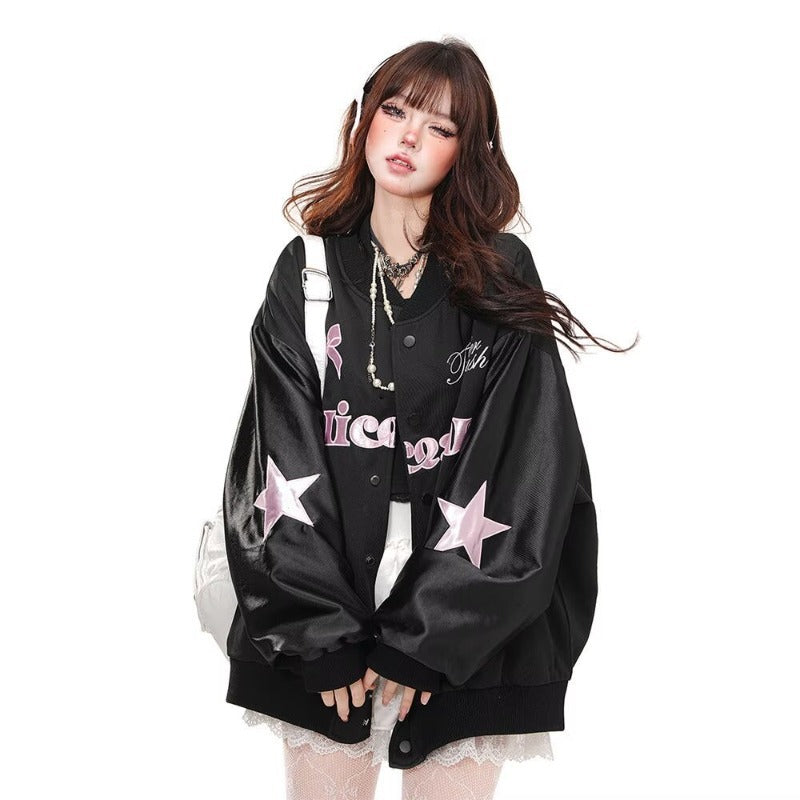 Trendy Popular American Bow Embroidered Baseball Coats