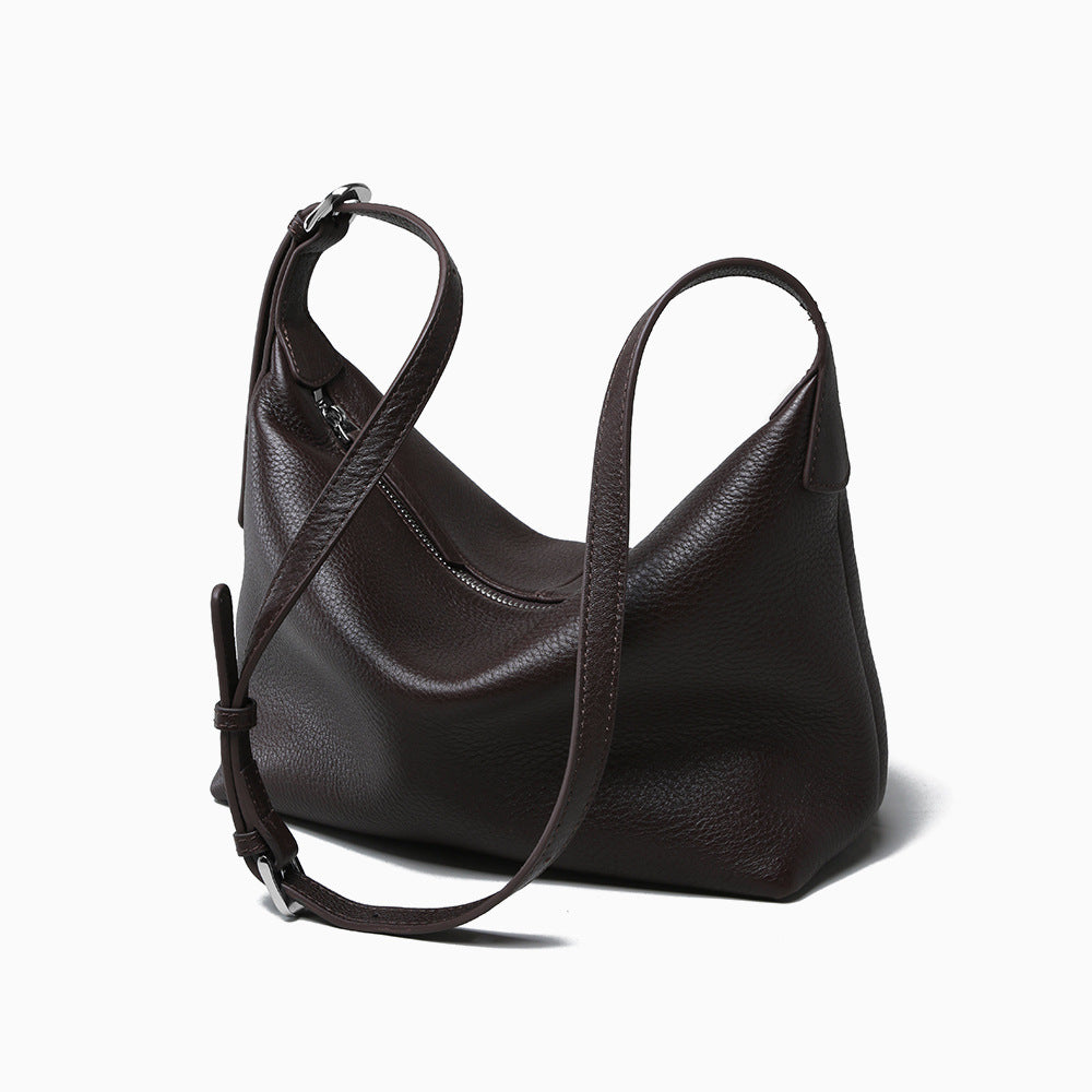 Women's First Layer Cowhide Retro Commuter Dumpling Large Capacity Armpit Bags