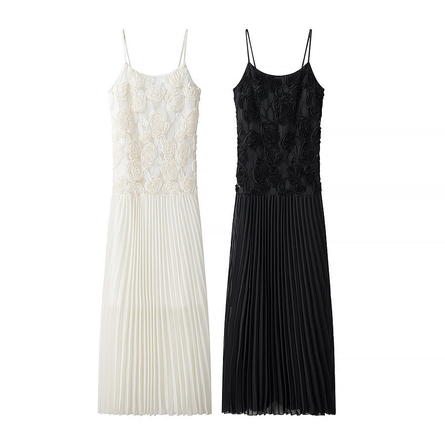 Women's Simple Three-dimensional Flower Chiffon Patchwork Strap Dresses