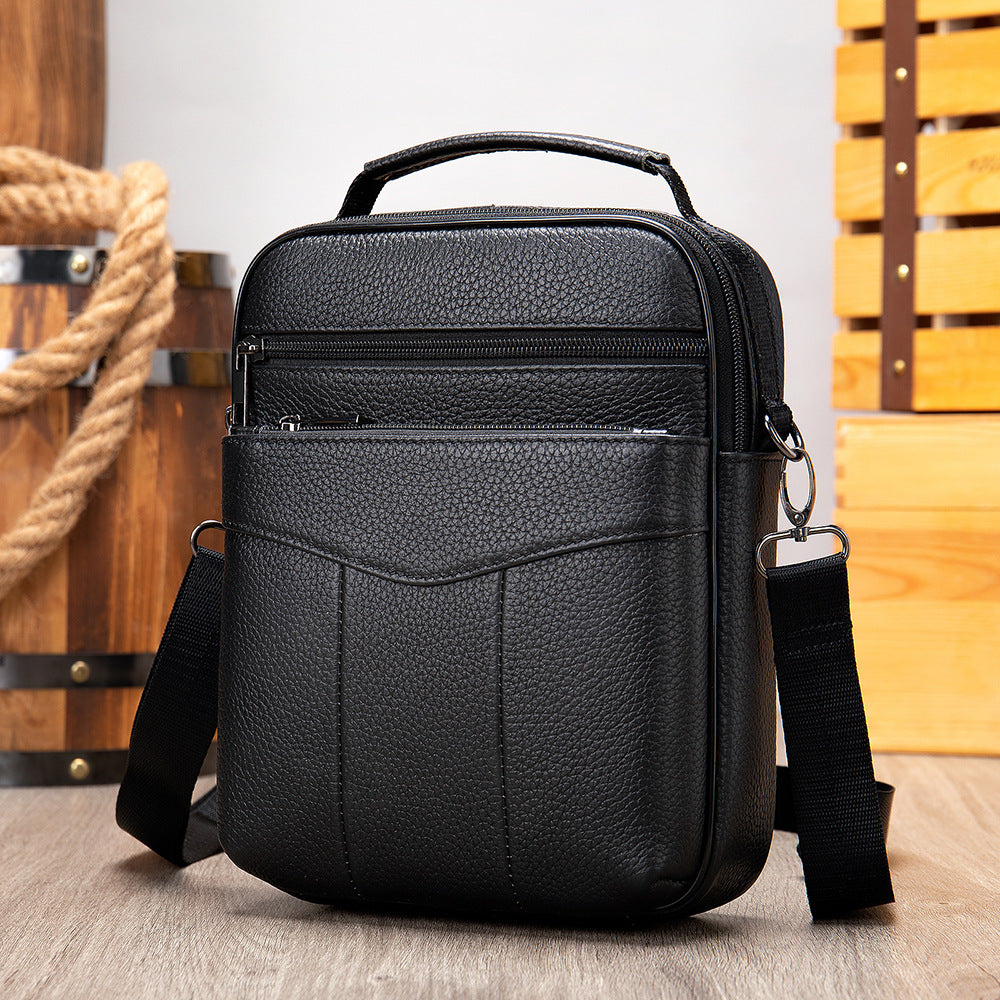 Men's Genuine Leather Vertical High-grade Cowhide Fashion Men's Shoulder Bags
