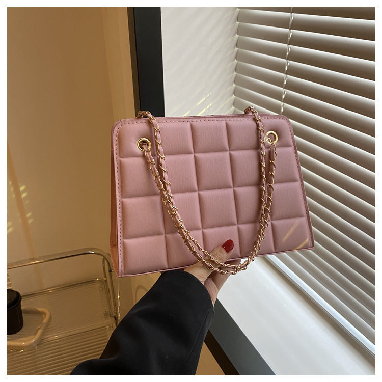 Plaid Indentation Chain Fashionable Simple Western Shoulder Bags