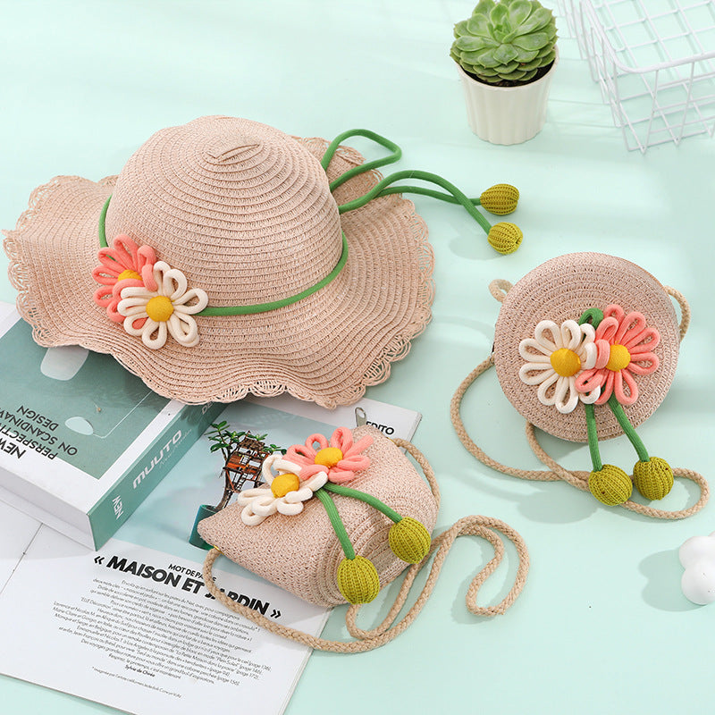 Women's & Children's Seaside Beach Weaving Straw Hat Pastoral Children's Coin Purse