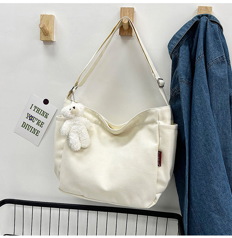 Women's Korean Style Canvas Large Simple Fashion Shoulder Bags