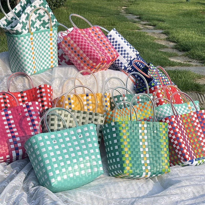 Women's Woven Large Capacity Straw Portable Vegetable Handbags