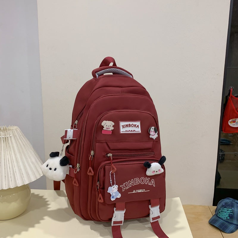 Women's Fashion Solid Color Wide Strap Portable Backpacks