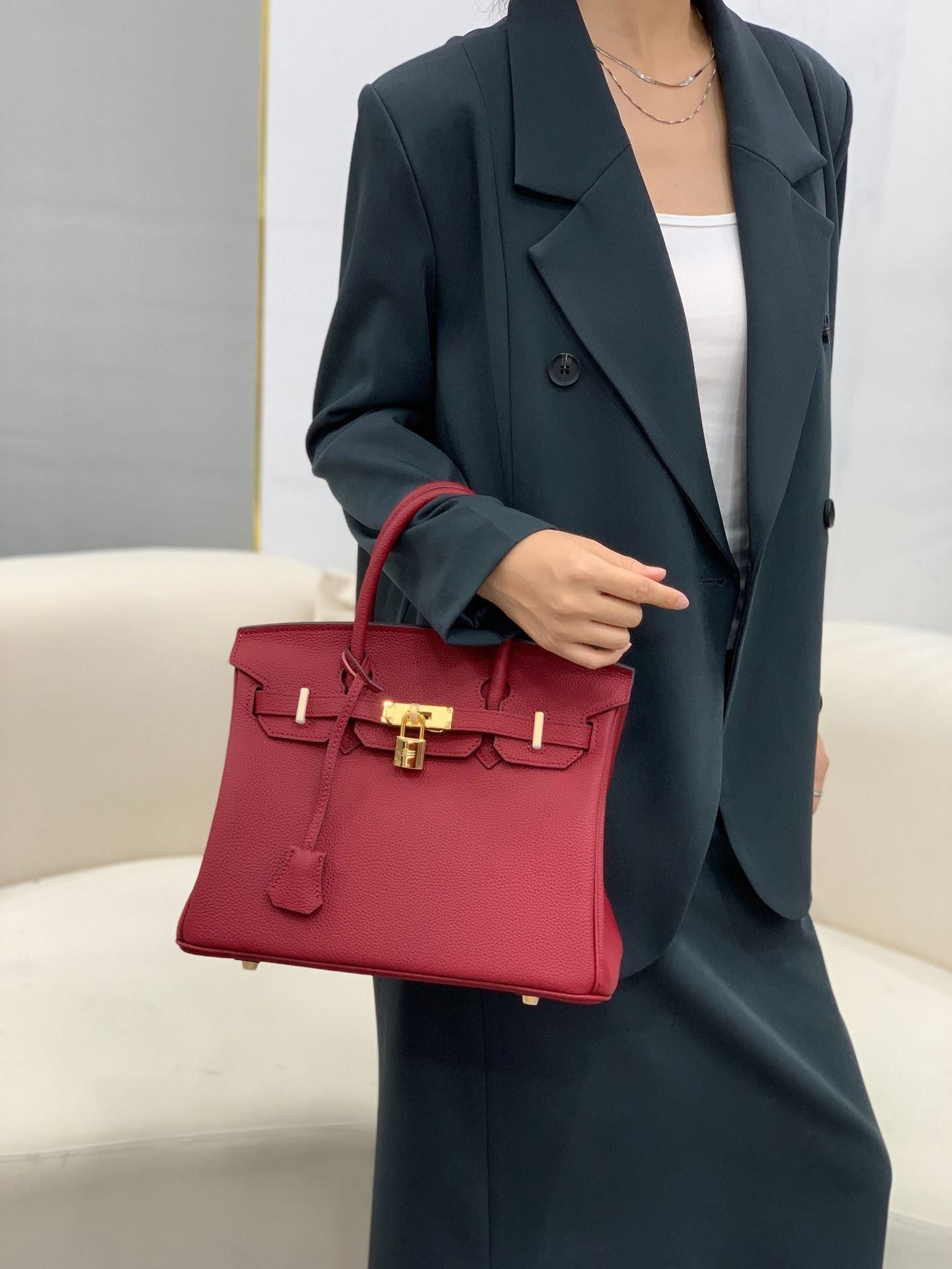 Women's Grain Top Layer Cowhide Leather Large Handbags