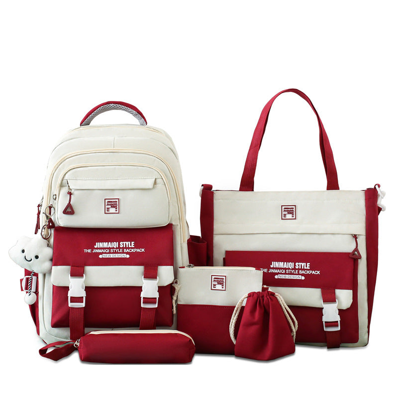 Match Sets Female Korean Style Mori Durable Large Capacity Middle School Students' Schoolbags