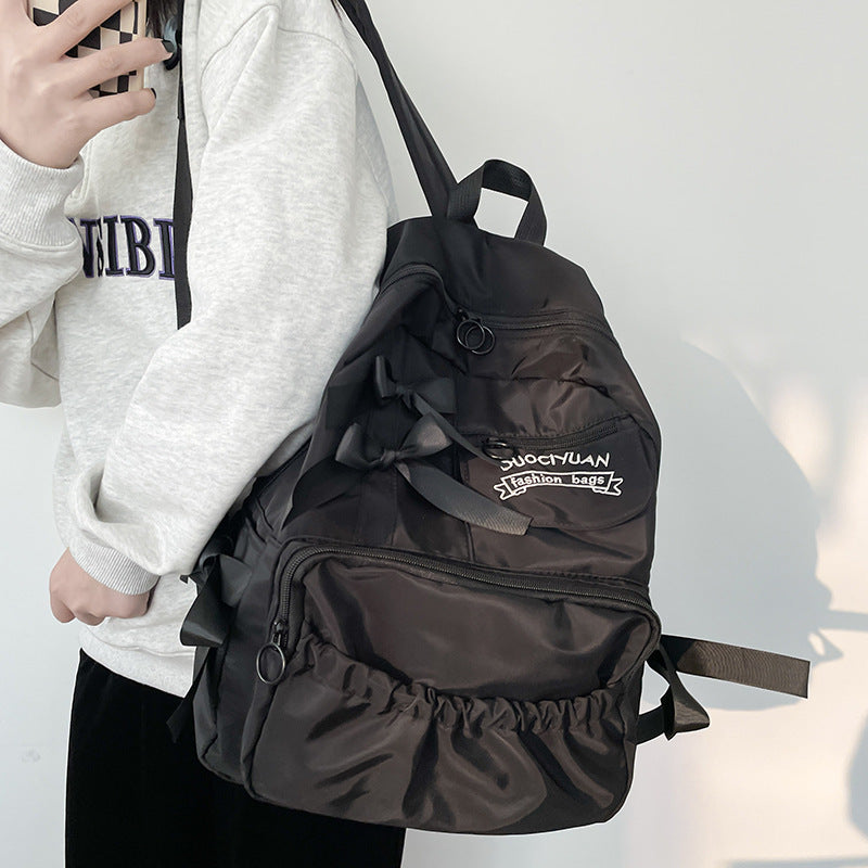 College Style Cute Contrast Color Bow Backpacks