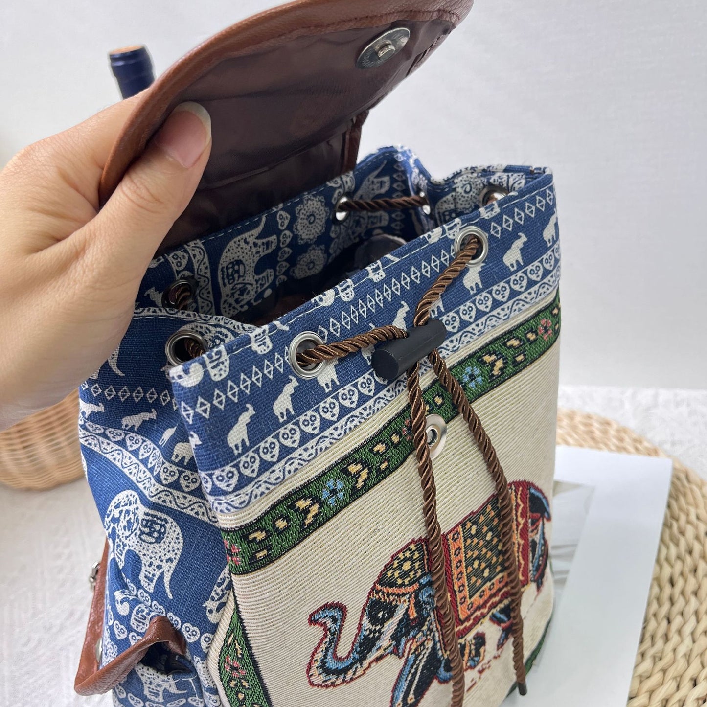 Retro Ethnic Style Special Drawstring Cover Backpacks