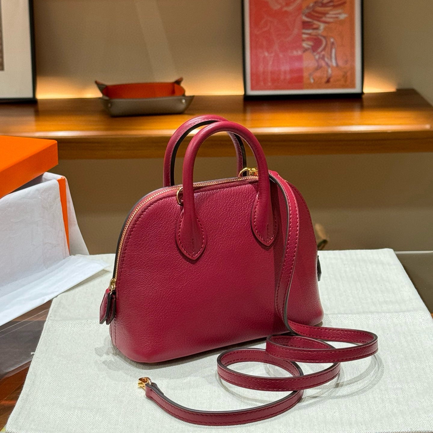 Genuine Leather Goat Pattern Bowling Shell High-grade Crossbody Bags