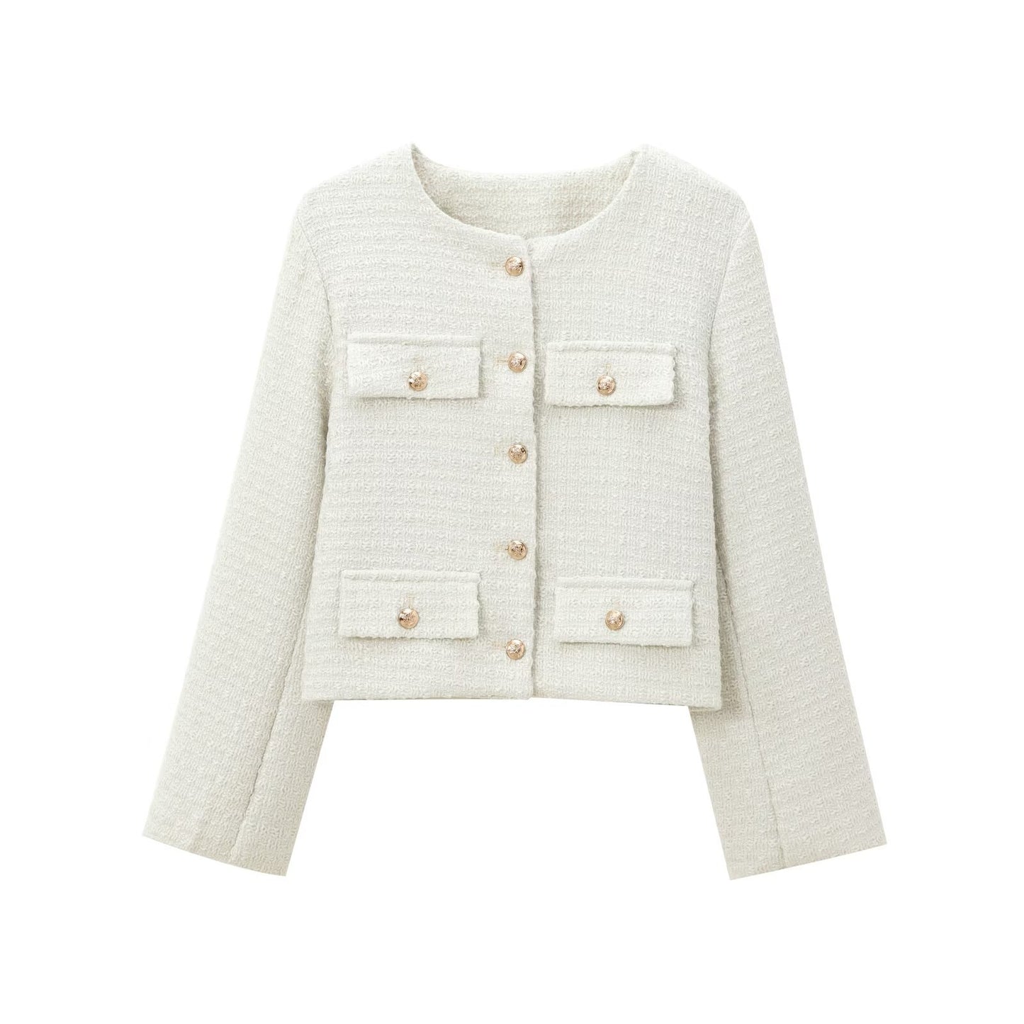 Women's Homemade Fashionable Round Neck Long Sleeve Coats