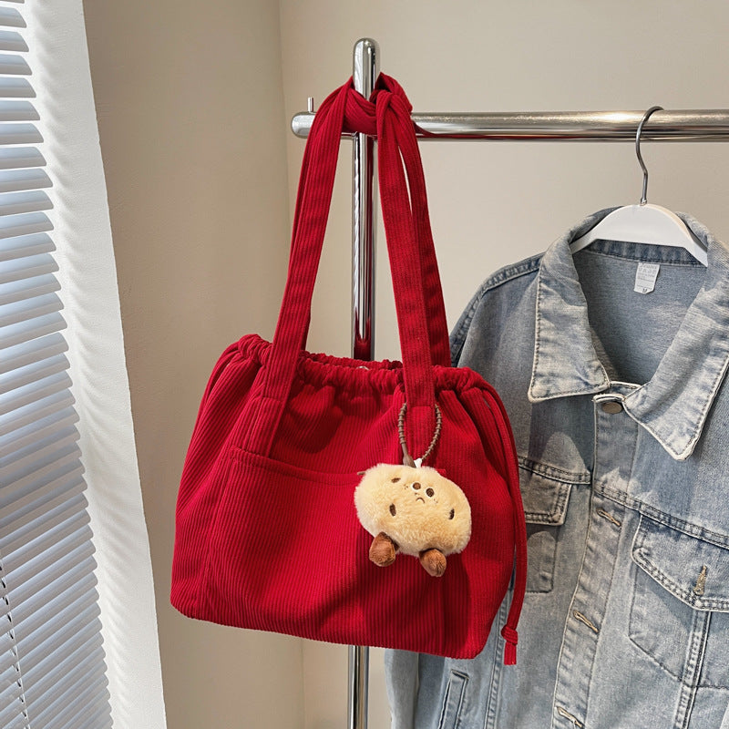 Women's Corduroy Striped Underarm Large Capacity Totes Tote Bags