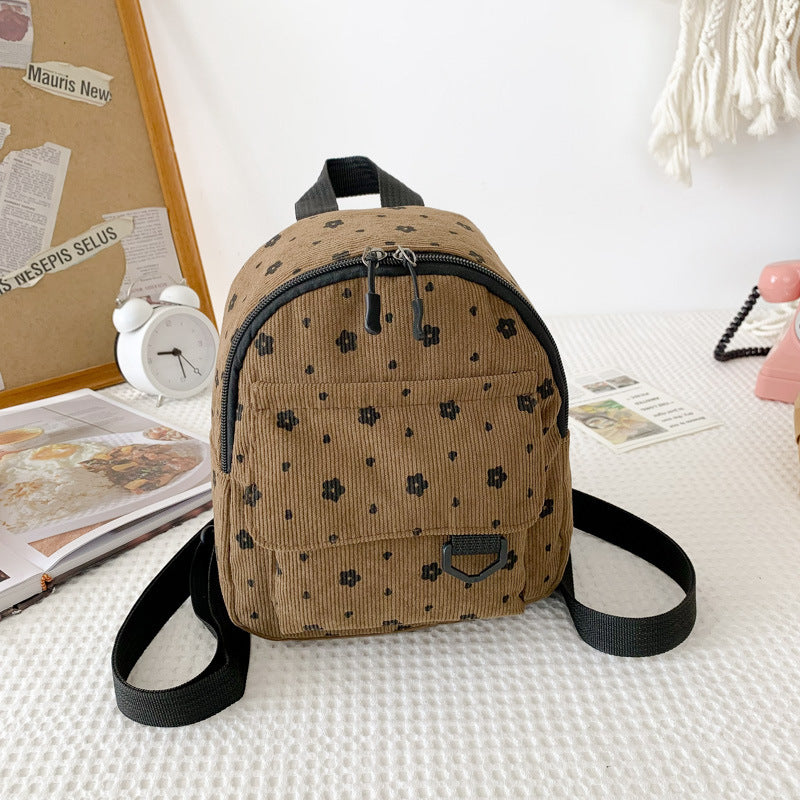 Beautiful Cool Corduroy Cute Female Soft Backpacks