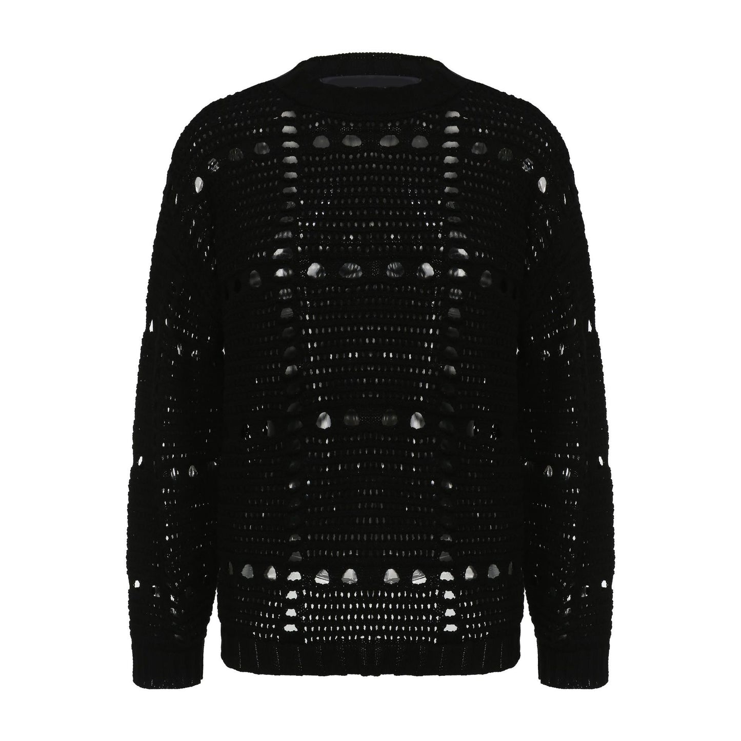 Women's Neck Long Sleeve Hollow Sexy Cotton Knitwear