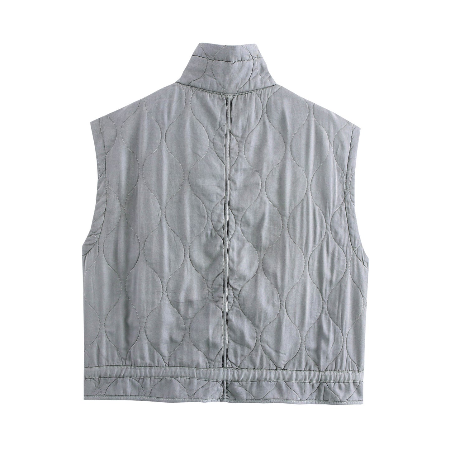 Graceful Stand Collar Sleeveless Pocket Decoration Vests