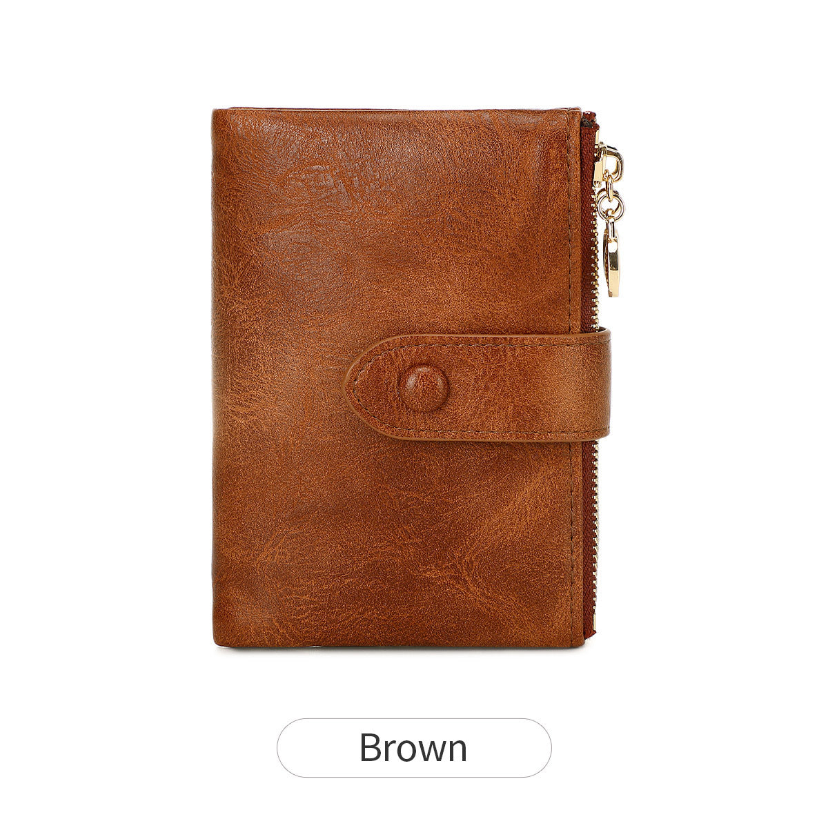 Women's Simple Trifold Double Zipper Short Ladies Wallets