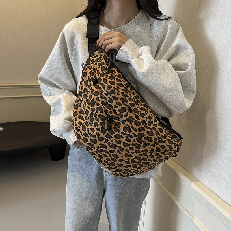 Women's Niche Leopard Print Underarm Dumpling Crossbody Bags