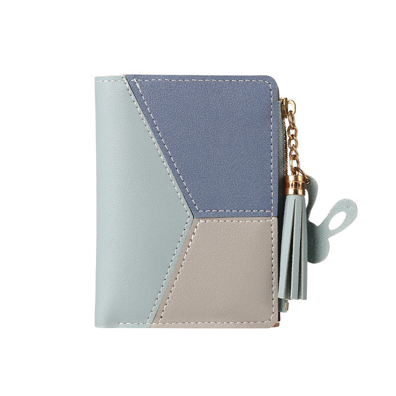 Women's Short Zipper Two-fold Embossed Korean Style Ladies Wallets