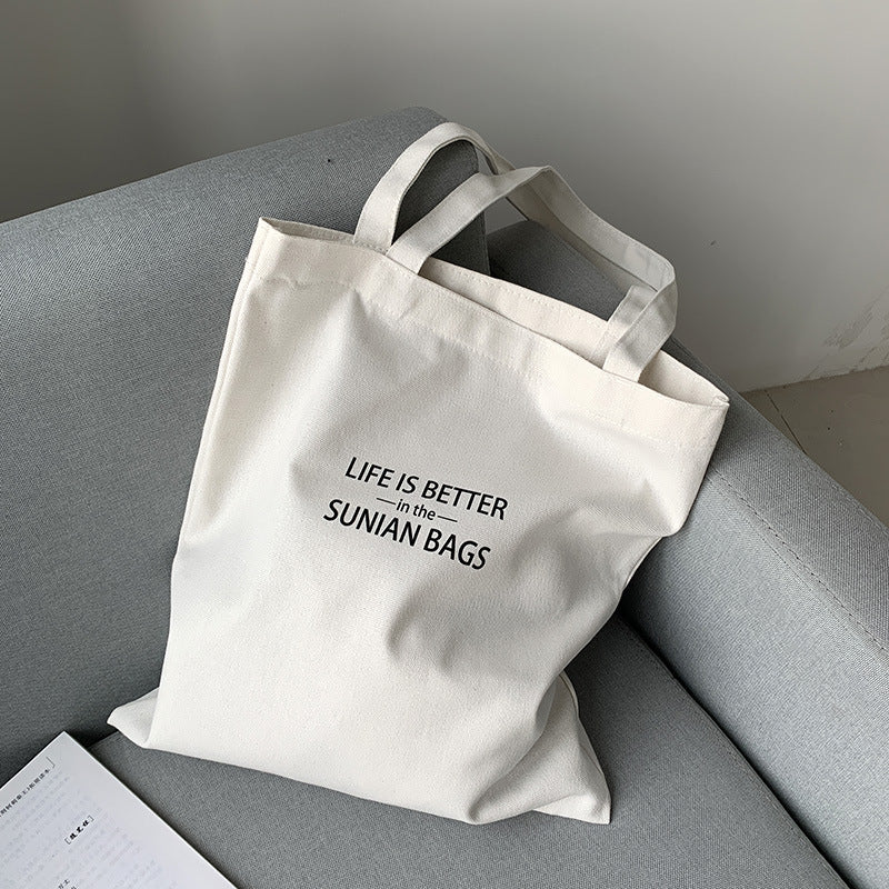 Simple Letters Large Capacity Canvas Cotton Shoulder Bags