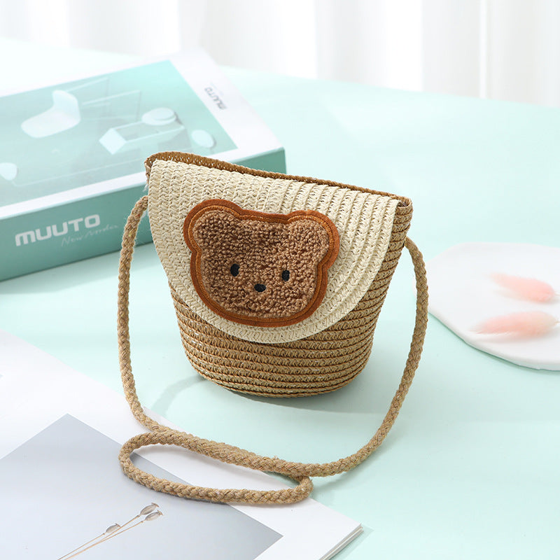 Women's Seaside Beach Straw Woven Cute Summer Children's Coin Purse