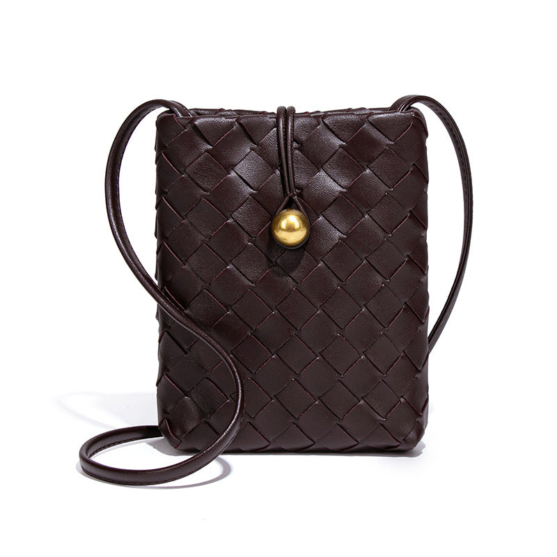 Women's Mini Vertical Woven Mobile Retro Niche Crossbody Bags