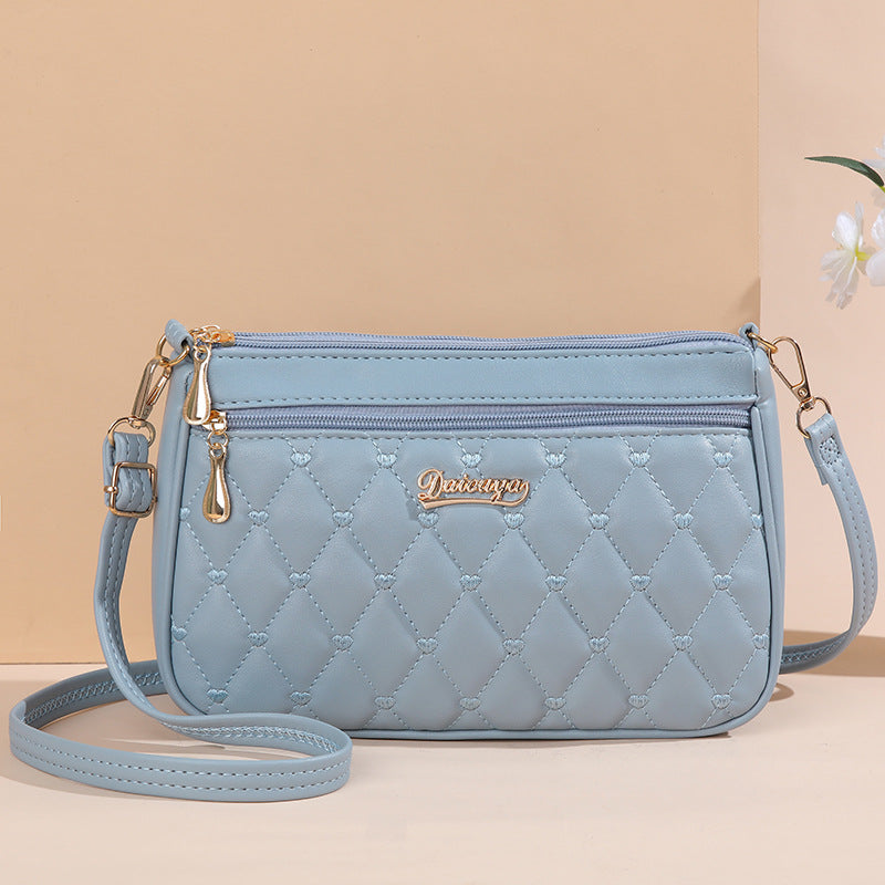 Simple Fashion Solid Color Embroidery Style Crossbody Bags