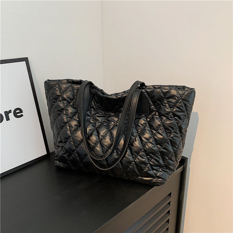 Women's Large Capacity Bale Of Cotton Down Warm Padded Shoulder Bags