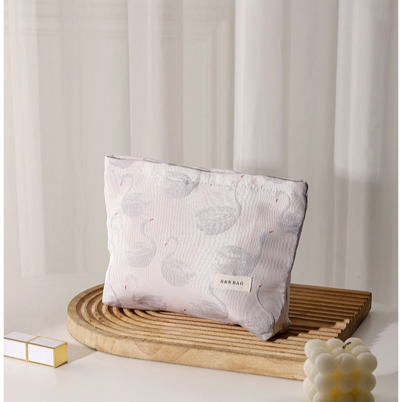 Fresh Swan Jacquard Contrast Color Makeup Cosmetic Bags