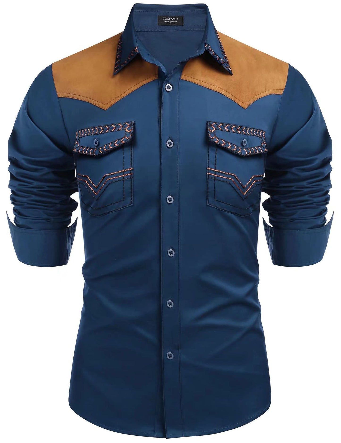 Western Denim Style Shirt Mid-length Tight High-grade Long Sleeve Blouses