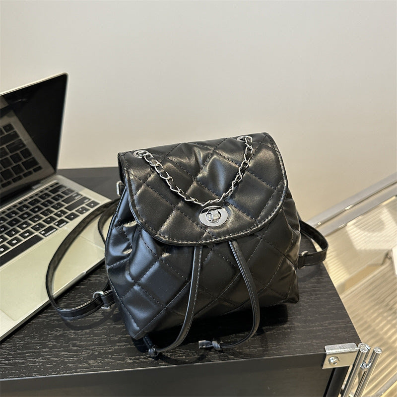 Women's Rhombus Fashion Summer High-grade Design Chain Backpacks