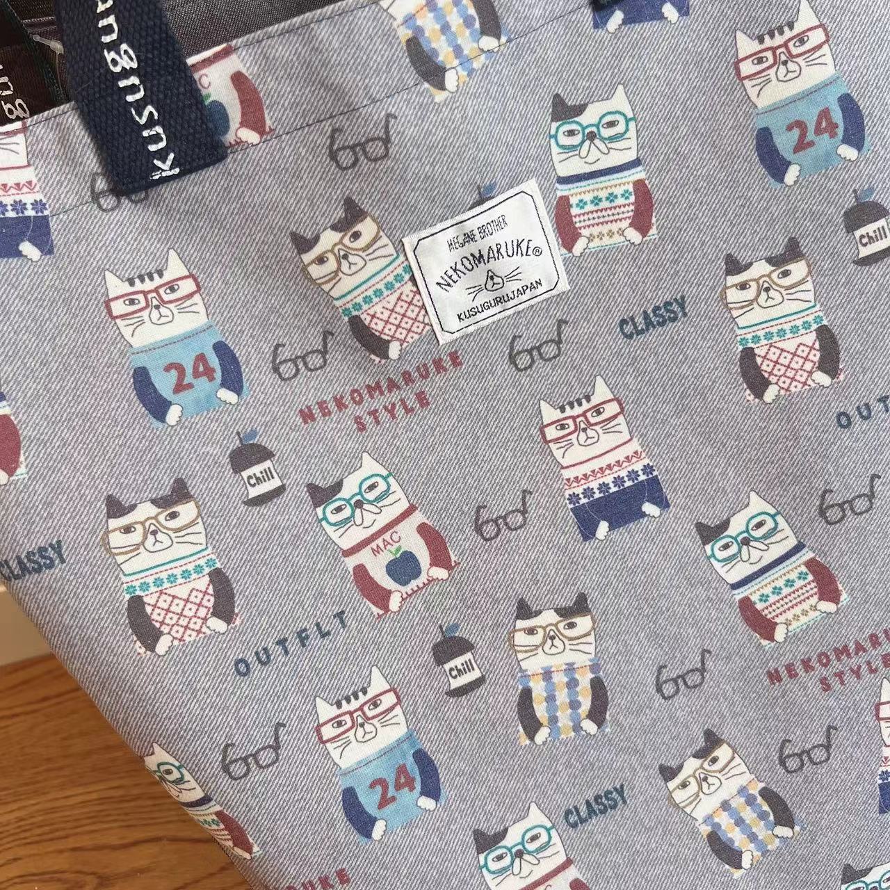 Innovative Embroidered Cat Commuter Shopping Fabric Shoulder Bags