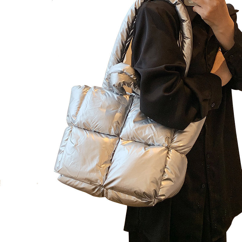 Women's Fashion Large Capacity Totes High-grade Shiny Simple Shoulder Bags