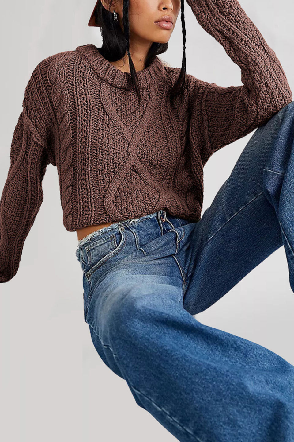 Women's Twist Twisted Rope Loose Pullover Sweaters