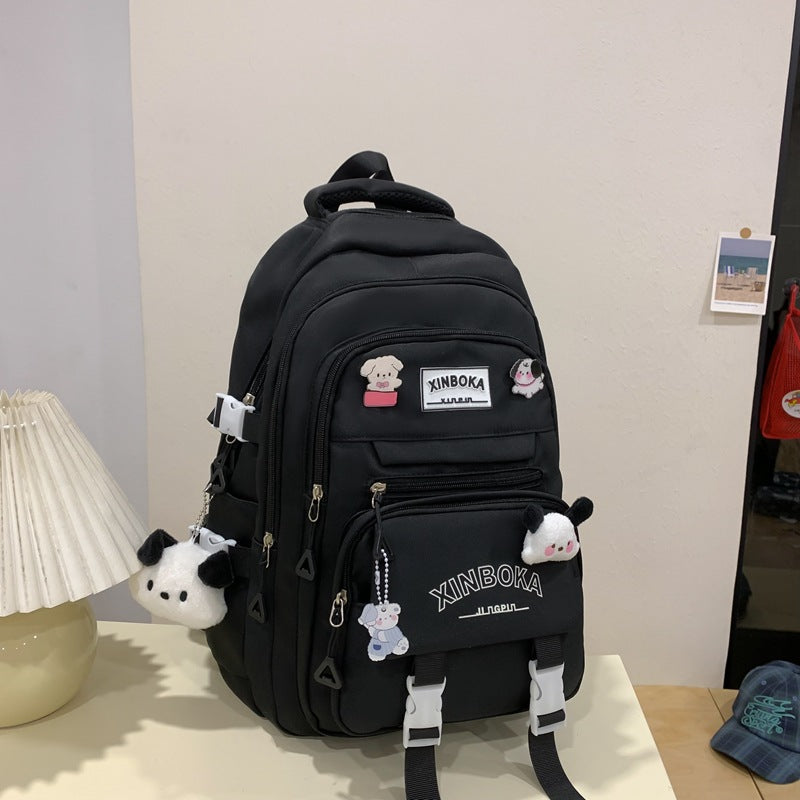 Women's Fashion Solid Color Wide Strap Portable Backpacks