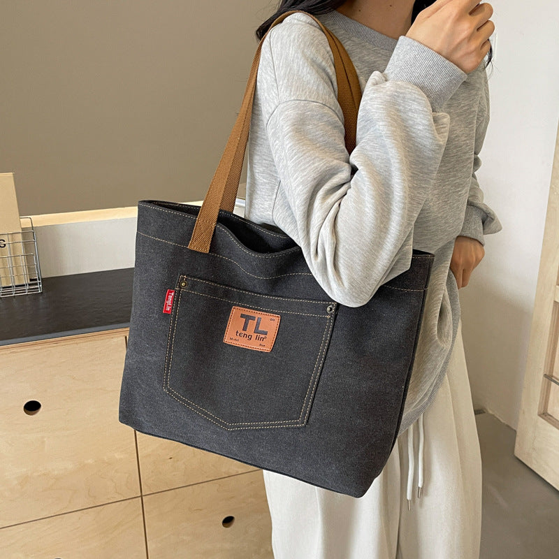 Large Capacity Canvas Commute Minimalist College Tote Bags
