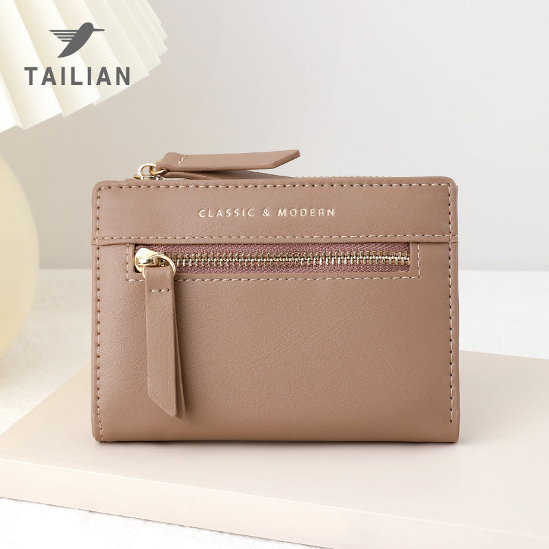 Women's Zipper Folding Short High Sense Design Ladies Wallets