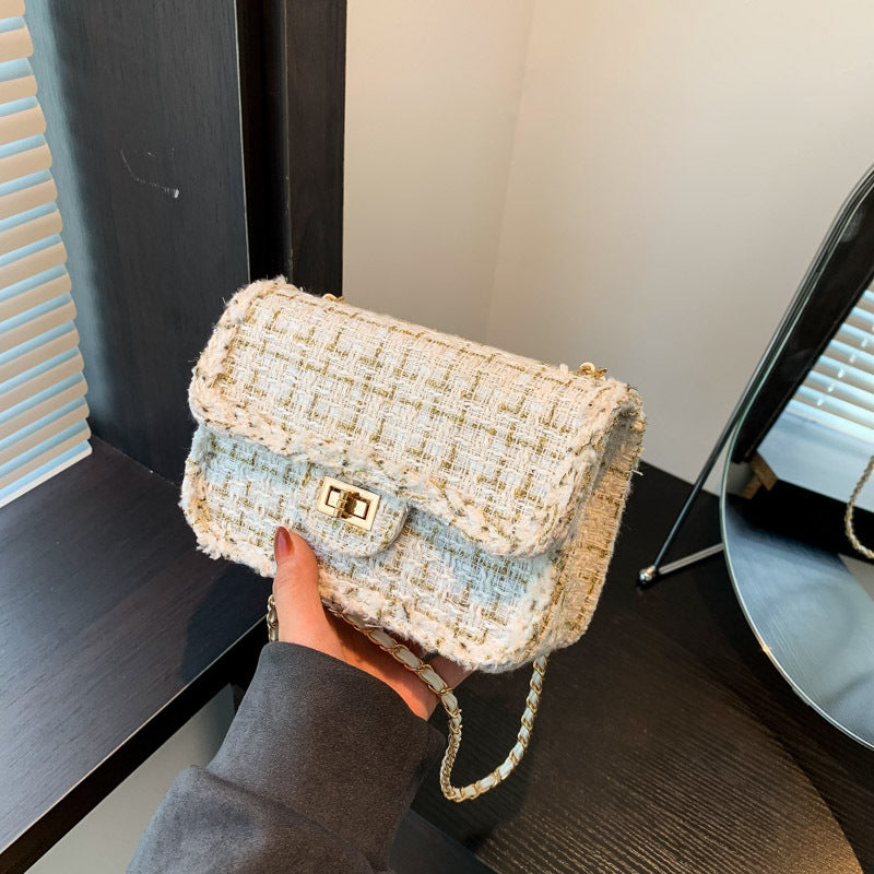 Woven Niche Temperament Chic Woolen Chain Shoulder Bags