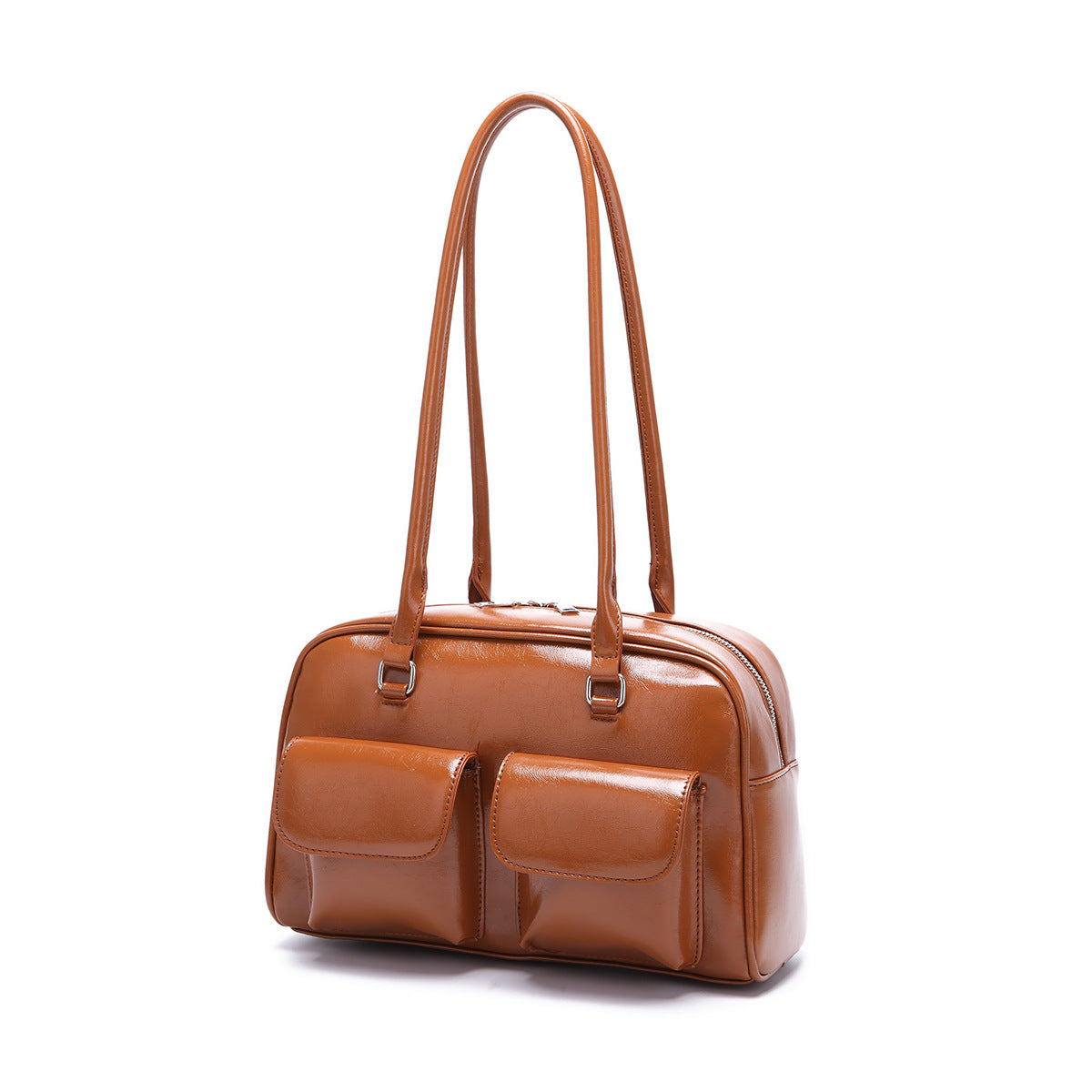 Women's Retro Portable Underarm Oil Wax Leather Shoulder Bags