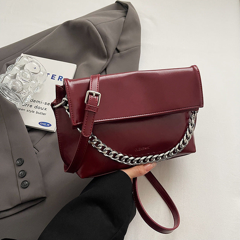 Women's Fashion Popular Retro Simple Texture Chain Shoulder Bags