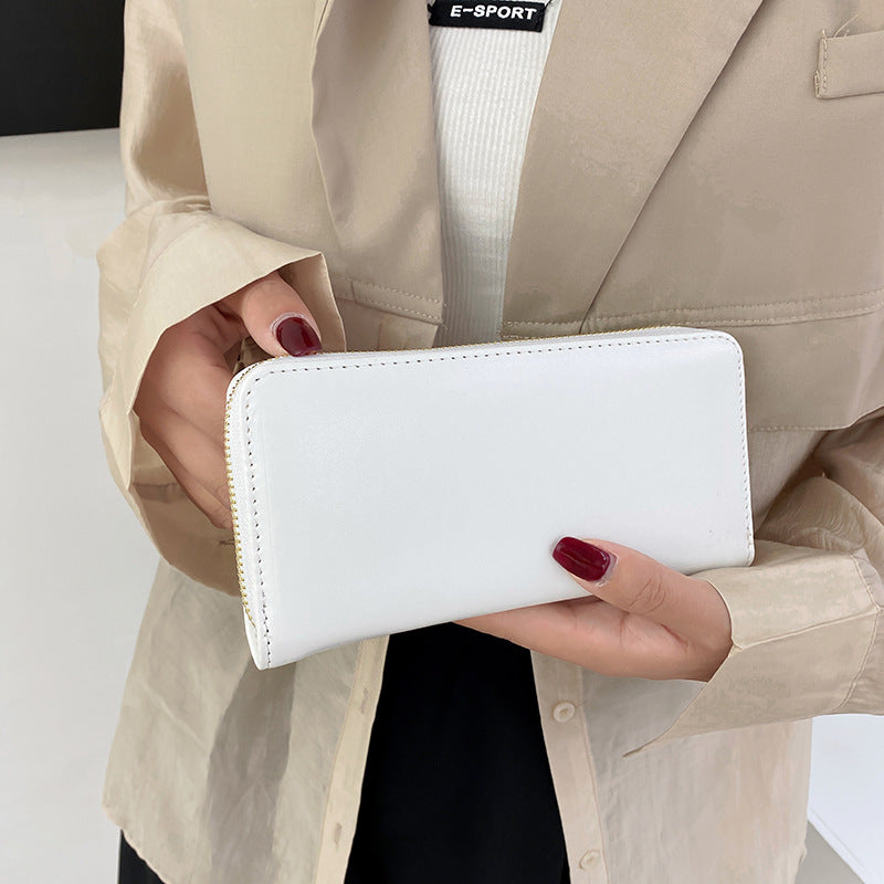 Women's & Men's & Long Oil Bright Leather Zipper Bags