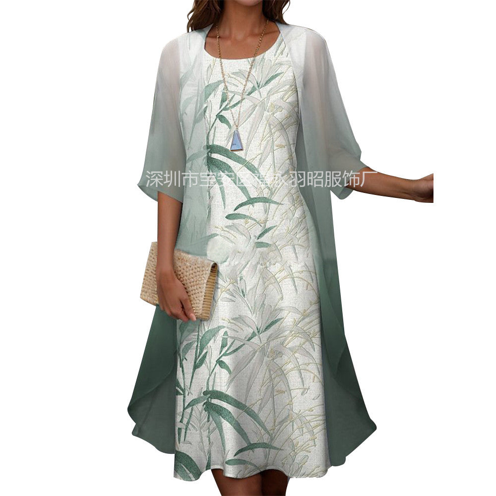 Summer Printed Long Sleeve Loose Two-piece Coats