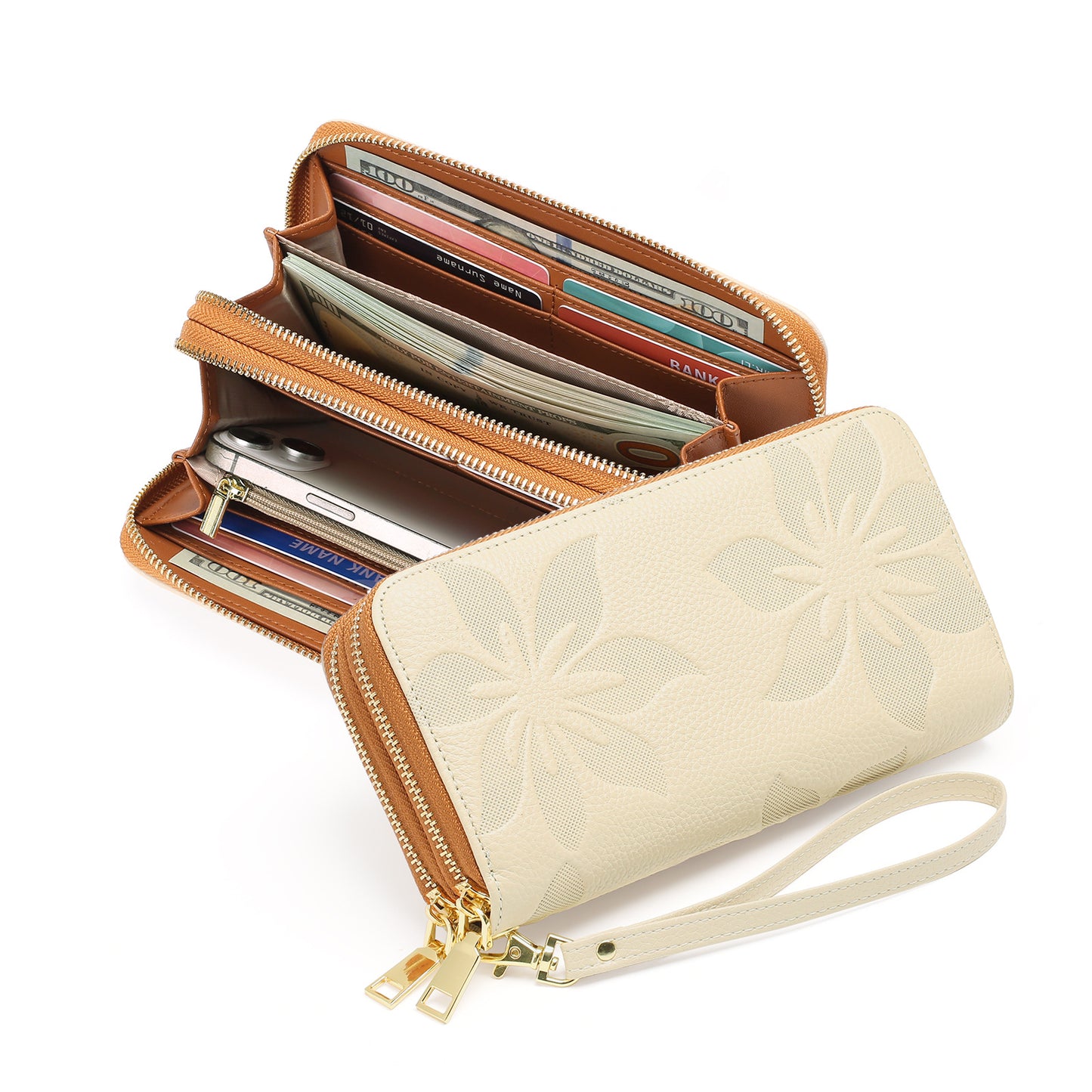 Women's Leather Large Capacity Long Top Layer Ladies Wallets
