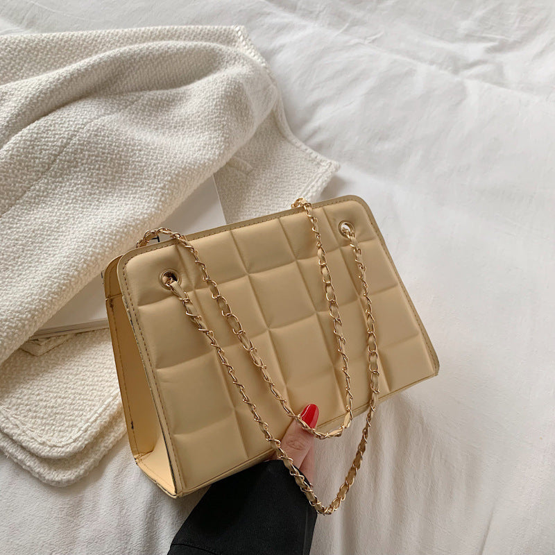 Plaid Indentation Chain Fashionable Simple Western Shoulder Bags