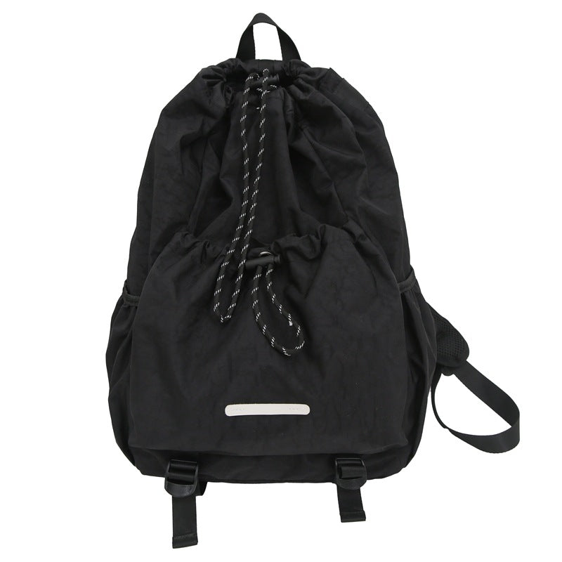 Men's Drawstring Pull String Nylon College Trip Backpacks